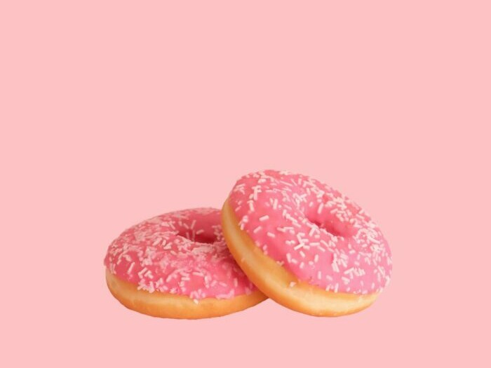two pink donuts
