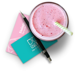 pink milkshake and doings business cards