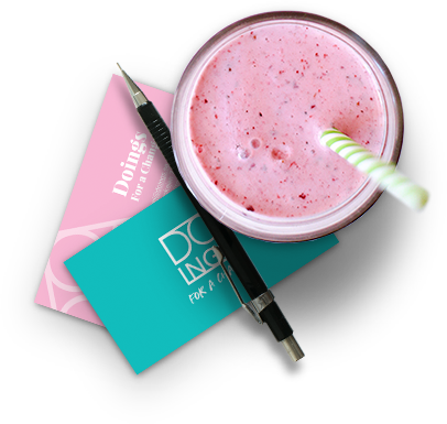 pink milkshake and doings business cards